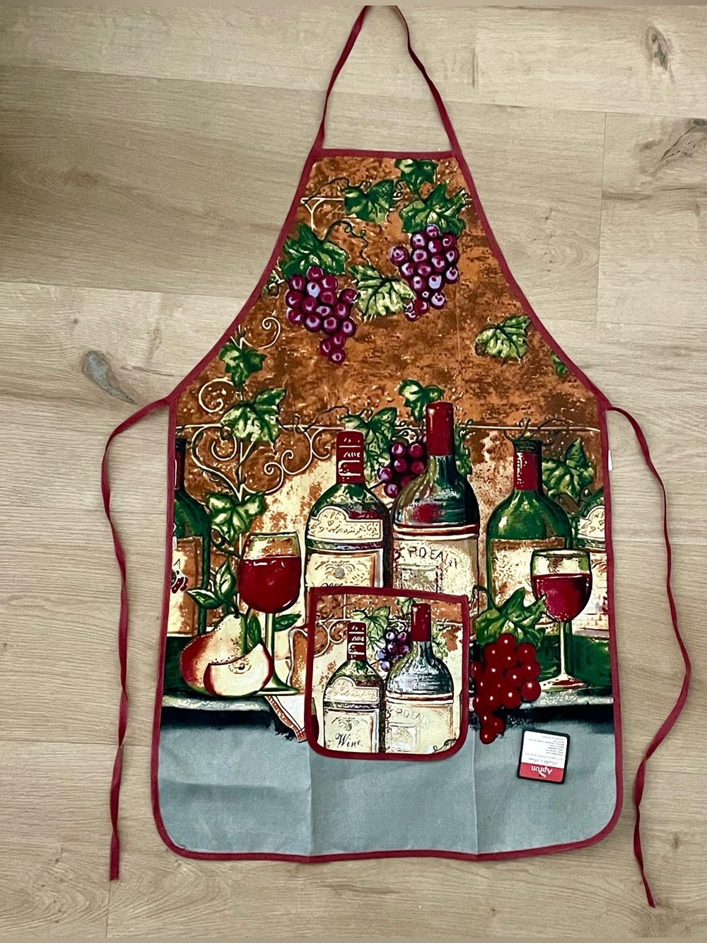 NWT Wine & Grape Print Kitchen Apron - Picture 4 of 8